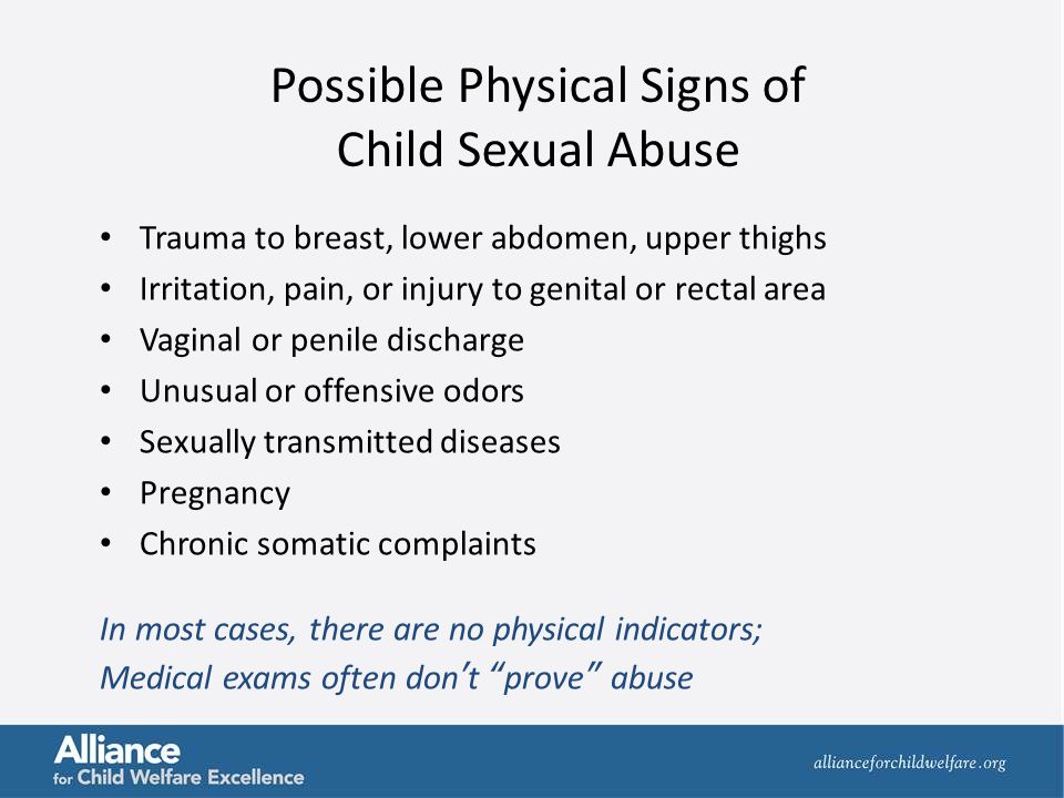 Infant sex abuse physical injury